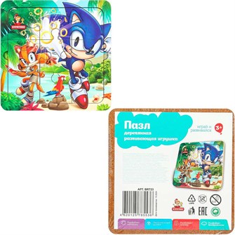 {{photo.Alt || photo.Description || 'Деревянный Пазл с рамкой 15*15 см. Соник BRT23'}}