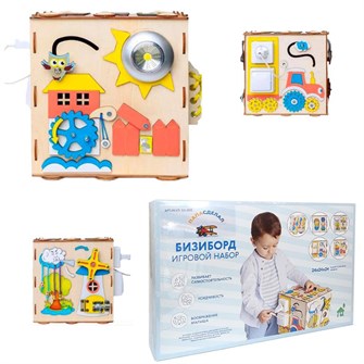 Деревянный Бизиборд Кубик 24х24х24 БЗ-008 380-814