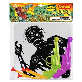 Пистолет Bauer 733 Охотник на зомби. Пистолет 2шт с мишенью со стрелами на присосках 335-674