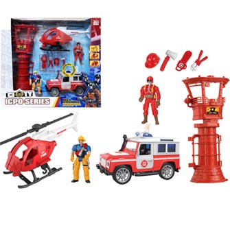 Набор Пожарный 9945 вертолет, машина, солдат, вышка в кор. 116-500