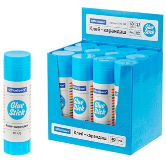 Клей-карандаш 40 гр. OfficeSpace, дисплей, ПВА 277058 910-568