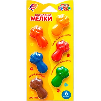 Мелки восковые 6 цв. Кроха фигурные 