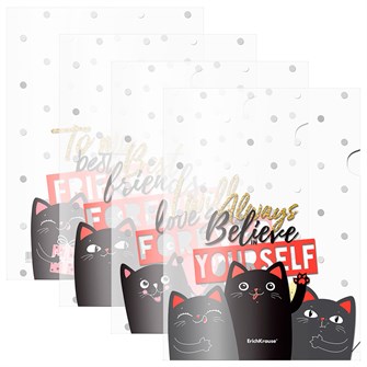 Набор из 4 папок-уголков Feline Friends A4 ассорти 54890 /Erich Krause/ 887-115