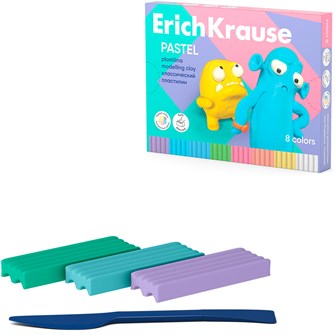 Пластилин 8цв со стеком Jolly Friends Pastel 61351 /Erich Krause/. 889-678