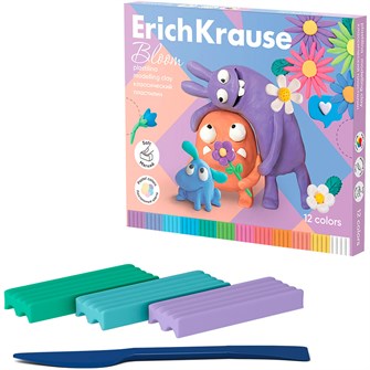 Пластилин 12цв со стеком Jolly Friends Pastel Bloom 61354 /Erich Krause/. 889-680