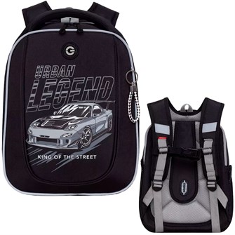 Рюкзак школьный черный - серый RAf-393-3 GRIZZLY 888-236