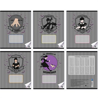 Тетрадь 12 л. клетка Вэнсдэй 72582 898-430