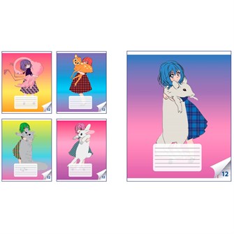 Тетрадь 12 л. линия Девочки с животными 71368 887-886