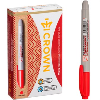 {{photo.Alt || photo.Description || 'Маркер красный перманентный Crown "Multi Marker Super Slim" пулевидный, 1мм P-505F'}}