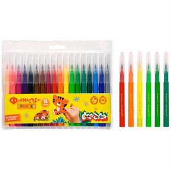 Фломастеры 18 цв. Каляка-маляка кисточки ФККМ18 893-670