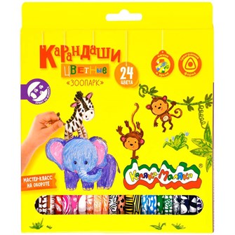 Карандаши цветные 24 цв. Каляка-маляка ЗООПАРК трехгран. КТПКМ24 893-648