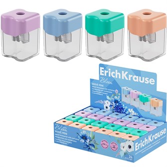 Точилка пластик Wave Mini, Pastel Bloom с контейнером ассорти 60044 ErichKrause 898-308