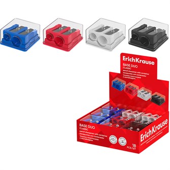 Точилка пластик Base Duo, Neon, с контейнером ассорти 60082 ErichKrause 898-300