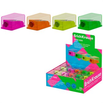 Точилка пластик Base Mini, Neon, с контейнером ассорти 60077 ErichKrause 898-299