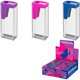 Точилка пластик City, Vivid, с контейнером ассорти 60022 ErichKrause 898-302