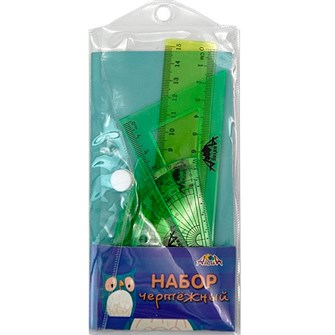 Набор чертежный цветной, 4пр. линейка 20 см С3544-04 893-557