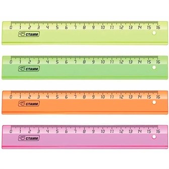 Линейка пластик 16см NEON Cristal ассорти СТАММ ЛН02 692-561