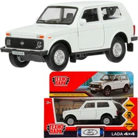 Модель LADA4X4-12-WH LADA 4х4 12 см, двери, багаж, инерц,  белый Технопарк  в кор. 439-348