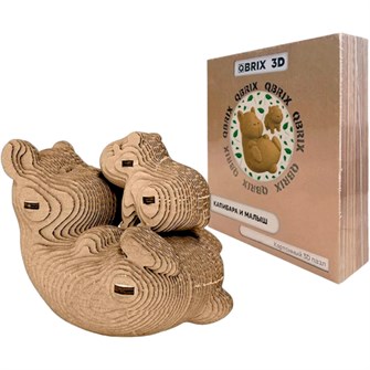 Конструктор Картонный 3D QBRIX Капибара и малыш 20043 625-364