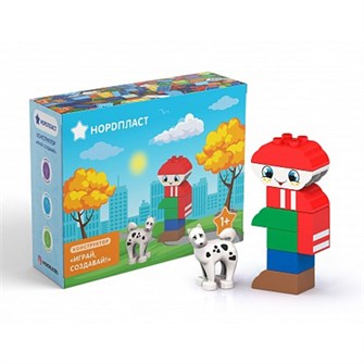 Конструктор 480607 Играй, Создавай Человек с собакой - 9 дет. Норд /12/ 524-697