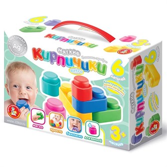 Конструктор Мягкие кирпичики extra.6 дет. с ионами серебра 04060 525-813