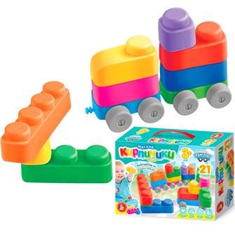 {{photo.Alt || photo.Description || 'Конструктор Мягкие кирпичики plus.Веселый транспорт 21 дет+колесики 04033'}}