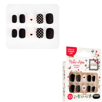 Ногти накладные Lukky Нэйл-Арт Black&White 10 наклад.ногтей на клеевой основе,10-16 лет Т26623 696-298