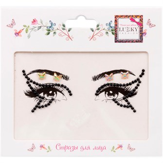 Стразы для лица Черное Золото,17х12 см Т24128 Lukky Fashion 696-116