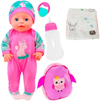 Пупс Miss Kapriz MK2022Q-3 40 см. с рюкзачком и аксесс. в пак. 908-853