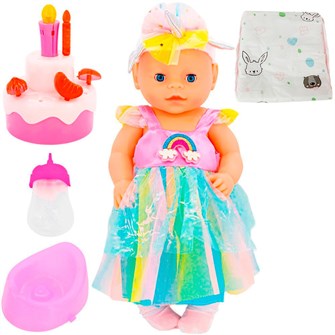 Пупс Miss Kapriz MK1968Q-1 40 см. с интерактив. тортиком и аксесс. в пак. 908-822