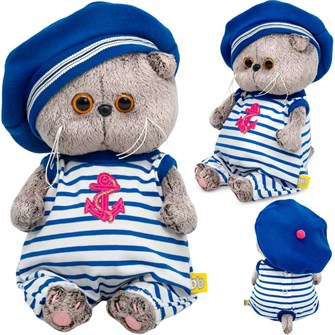 Басик BABY в полосатом комбинезоне и берете BB-145 145-138