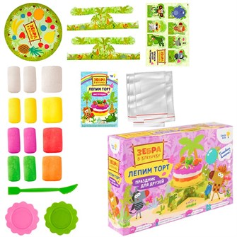 Набор для творчества Лёгкий пластилин Лепим торт с Зеброй в клеточку ТА1702L 977-452