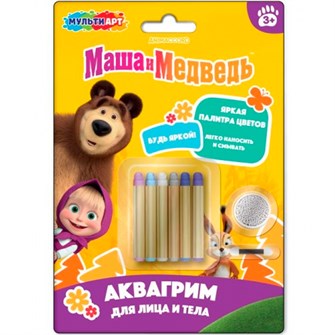 {{photo.Alt || photo.Description || 'Набор для творчества Аквагрим карандаши 6 цветов классика Маша и Медведь МУЛЬТИ АРТ FACEPAINT-127099'}}