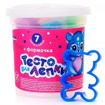 Набор для творчества Тесто для лепки в банке 7 цветов по 15гр +формочка П113 /40/ 978-440