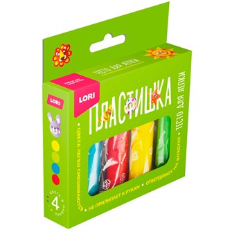 Набор для творчества Пластишка. Тесто для лепки 4 цв по 30 гр (коробка с вырубным окном) Тдл-046 Lori 989-402