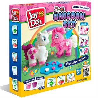 Набор для творчества Масса для лепки Joy Doh набор UNICORN SET-ЕДИНОРОЖКИ,3D формы,украшения,16 аксесуаров,3 баночки с тестом  с блестками UNIC-150 pot /12/ *** 987-298