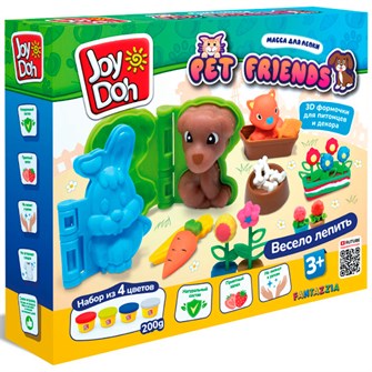 Набор для творчества Масса для лепки Joy Doh набор PET FRIENDS-ДОМАШНИЕ ЖИВОТНЫЕ,3d формы,26 аксесуаров,4 баночки с тестом PETS-200 pot /12 *** 987-294