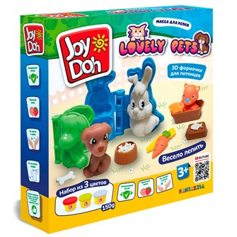 Набор для творчества Масса для лепки Joy Doh набор LOVELY PETS-ЛЮБИМЫЕ ПИТОМЦЫ,3d формы,9 аксесуаров,3 баночки с тестом PETS-150 pot /12/ *** 987-293