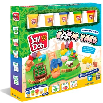 Набор для творчества Масса для лепки Joy Doh набор FARMYARD-ФЕРМА,чудо-трактор,3d формы,12 аксессуаров,5 баночек с тестом FARM-425 pot /6/ *** 987-291