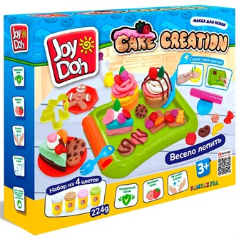 Набор для творчества Масса для лепки Joy Doh набор CAKE CREATION-КОНДИТЕРСКАЯ,доп. пресс-формы,17 аксессуара,4 баночки с тестом CAKE-224 pot /6/ *** 987-282