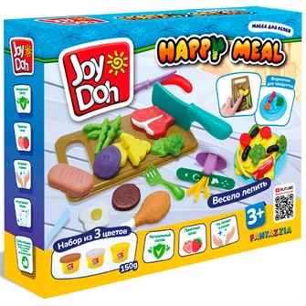 Набор для творчества Масса для лепки Joy Doh набор HAPPY MEAL-ОБЕД НА ВСЮ СЕМЬЮ,мн. блюд, 16 аксессуаров,3 баночки с тестом MEAL-150 pot /12/ *** 987-275
