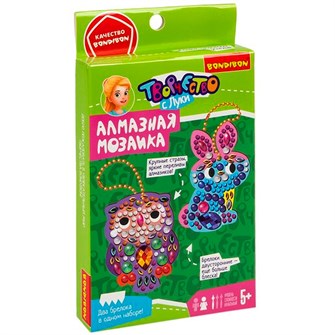 Набор для творчества Алмазная мозаика Брелоки Сова и зайчик двусторонние ВВ5771 987-951