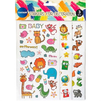 Наклейки декоративные, бумажные,3 шт 19x10см, 30x15мм, в ассортименте 89728 988-218