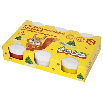 Краски пальчиковые 6 цв. 60мл. Каляка-маляка сенсорные ПКСКМ06 592-526