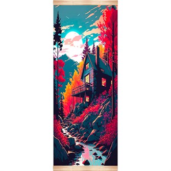 Набор для творчества Картина по номерам 35*88 см ПАННО ДОМИК У ГОРНОЙ РЕКИ HRP0171 988-715