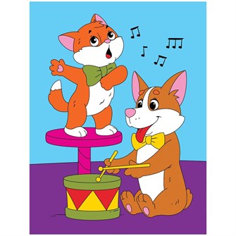 Набор для творчества Роспись по холсту по номерам 18х24 см Корги и котёнок Х-4971 983-861