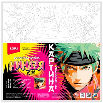 Набор Для Творчества Картина по номерам на холсте 20*20 см Истории юных ниндзя Дерзкий ниндзя Рха-002 Lori 989-647