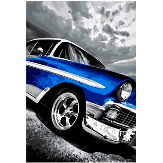 Набор для творчества Роспись по холсту 30*40см Синий ретроавтомобиль ХК-6853 989-206