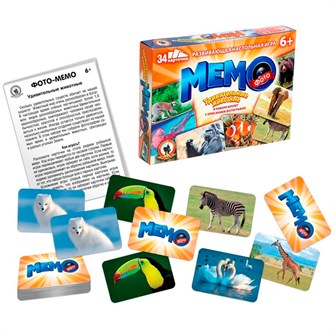 Настольная игра Фото-мемо Удивительные животные 34 карточки 04607 933-898