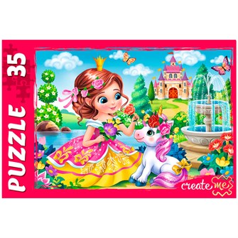 Пазл 35 Единорог ребенок и принцесса №4 ПК35-6305 932-904